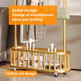 Clothes Rail Movable Clothes Hanging Coat Rack with Storage Basket