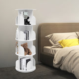 4 Tier Rotating Bookshelf 360° Spinning Display Rack with Wheels