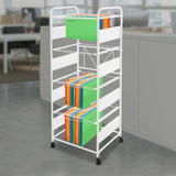 4 Tiers Metal Rolling File Carts with Wheels Hanging Files for Letter Size