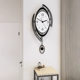 Design Nordic Silent Circular Pendulum Hanging Wall Clock Living Room Decoration