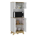 Pamplona Microwave Tall Cabinet Counter Surface, Top And Lower Double Doors Cabinets