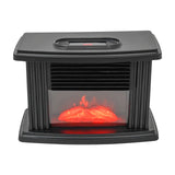 350W Mini Electric Fireplace Adjust 15-32°C Heater with 3D Realistic Flame