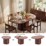 Round Dining Table, 45.361 Space Saving Oval Kitchen Table with SelfStoring Butterfly Leaf