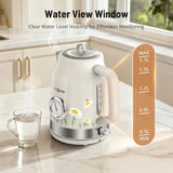 Retro Stainless Steel Electric Kettle, 1.7L Cordless Hot Water Kettle with Thermometer