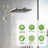 Hibbent 5-spray 13'' Shower Head, Dual Showerhead Combo with 10-mode Handheld Spray,