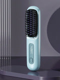Women's Wireless Portable Hair Straightener, USB Rechargeable Negative Ion Hot Air Straightening Brush, Effectively Smooths Frizz, Makes Hair Shiny And Soft, Anti-Scald Design, 3 Temperature Settings,