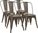 Furmax Metal Dining Chair Indoor-Outdoor Use Stackable Classic Trattoria Chair Chic Dining Bistro Cafe