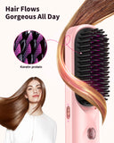 10000mAh Cordless Hair Straightener Comb Brush 5S Fast Heating for Travel - 300M Negative Ions