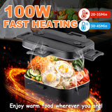 100W Fast Heating Electric Lunch Box 1.8L, 12V Car & 220V Home Dual Use Food Warmer, 304 Stainless Steel Container with Insulated Carry Bag, Spoon & Fork Included
