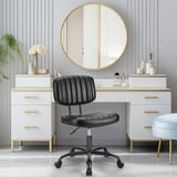 JHK Armless Office Desk Chair Back Lumbar Support Height Adjustable PU Leather Computer Chair