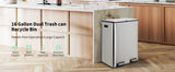 60L/16 Gal Dual Trash Can Stainless Steel Step Garbage Can
