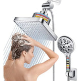 Dual Filtered Rain Shower Head Combo High Pressure 10 Modes Handheld Shower Head Built