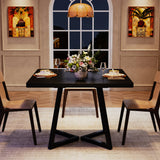 Tribesigns Square Dining Table for 4, 31.5" Industrial Dinner Table with Metal Base