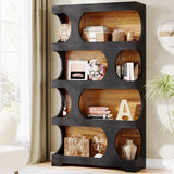 Tribesigns 71" Tall Bookcase, 4-Tier S-Shaped Bookshelf, Wood Decorative Storage Shelving