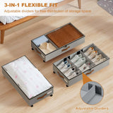 2-Pack Underbed Storage Containers Foldable W/ Wheels for Clothes Shoes