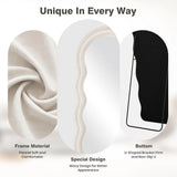 63x24 Arched Wavy Full Body Wall Mounted Floor Mirror with Stand