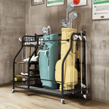 Multifunctional Rolling Golf Bags Storage Shelf Metal Sports Equipment