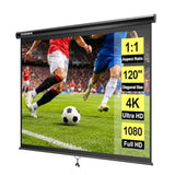 120 Inch 1:1 Pull Down Projector Screen for Indoor Home Theater and Office