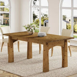 Elegant 63 Solid Wood Dining Table for 4-6, Rich Grain & Texture