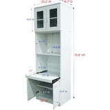 Danbury Style Tall Kitchen Pantry Cabinet with Microwave Storage, White