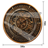 24' Wall Clock With Moving Gears Large Industrial Steampunk Metal Clock