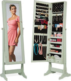 Full Length Standing Mirror, Lockable Makeup Storage Organizer