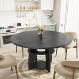 Farmhouse 47-Inch Round Kitchen Table for 4-6 People Adjustable Feet Wood Dining Table