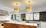 Modern Crystal Chandelier Gold Round for Dining Room for Living Room Entryway