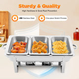 3 Pan Food Warmer, Stainless Steel Chafing Dish Buffet Set, Rectangular Catering Warmer