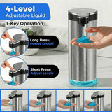 Touchless Automatic Soap Dispenser, Stainless Steel, USB Rechargeable, 4 Adjustable Levels,