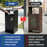 40L/10 Gallon Stainless Steel Standing Garbage Can Four-Side Openings Commercial Metal Waste Bin