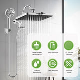 Hibbent Upgraded 5-spray 13'' Shower Head, Dual Showerhead Combo with 10-mode Handheld Spray,