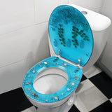 Resin Toilet Seat Load Capacity 100kg/220lbs, 36*45cm Blue Toilet Seat w/ Cover