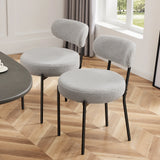 JHK Ergonomic Round Dining Chairs Set of 2 Plush Fabric Kitchen Chairs with Curved Backres