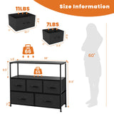 TV Stand Multilayer Shoe Rack Space Saving Cabinet With 5 Fabric Drawers