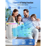 Portable Mini Air Conditioner Fan with 1200ml Water Tank, 4 in 1