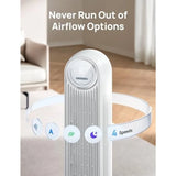 Tower Fan for Bedroom, 25ft/s Smart Standing Fans with 4 Modes, 4 Speeds