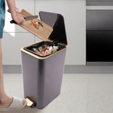 Elegant Black Gold 12L Step Trash Can with Secure Lid and Touch-Free Foot Pedal