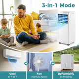 8000 BTU Portable Air Conditioner with Dehumidifier&Fan Sleep Mode & 24H