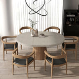 Round Extendable Dining Table with Pedestal Base, 39"-55" Expandable Dining Room Table