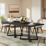 Tribesigns Square Dining Table for 4, 31.5" Industrial Dinner Table with Metal Base