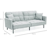 Linen Fabric Split-Back Plush Sofa for Living Room, Bonus Room, or Overnight Guests with 2 Pillows