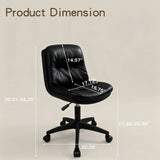 PU Leather Swivel Office Desk Chair with Back Height Adjustable Armless