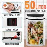 13 Gallon 50L Kitchen Garbage Can with Lid Sensor Automatic White Trash Bin for Office
