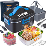 100W Fast Heating Electric Lunch Box 1.8L, 12V Car & 220V Home Dual Use Food Warmer, 304 Stainless Steel Container with Insulated Carry Bag, Spoon & Fork Included