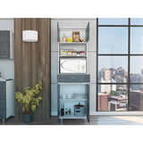 Caribe Microwave Cabinet, Four Legs, One Drawer, Double Door, One Shelf  White