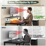 EnHomee L Shaped Computer Desk with LED Lights & Power Outlet Reversible Corner Desk with 3 Drawers & Monitor Stand Gaming Desk