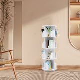 4 Tier Rotating Bookshelf 360° Spinning Display Rack with Wheels