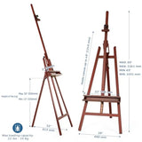 Inclinable A-Frame Easel for Painting and Display Adjustable