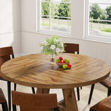 Tribesigns Round Dining Table for 4, 47 Inch Farmhouse Kitchen Table Small Dinner Table